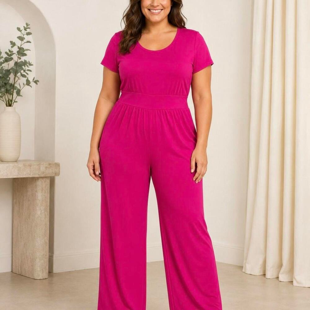 Bright and flattering fuchsia pink jumper - XL